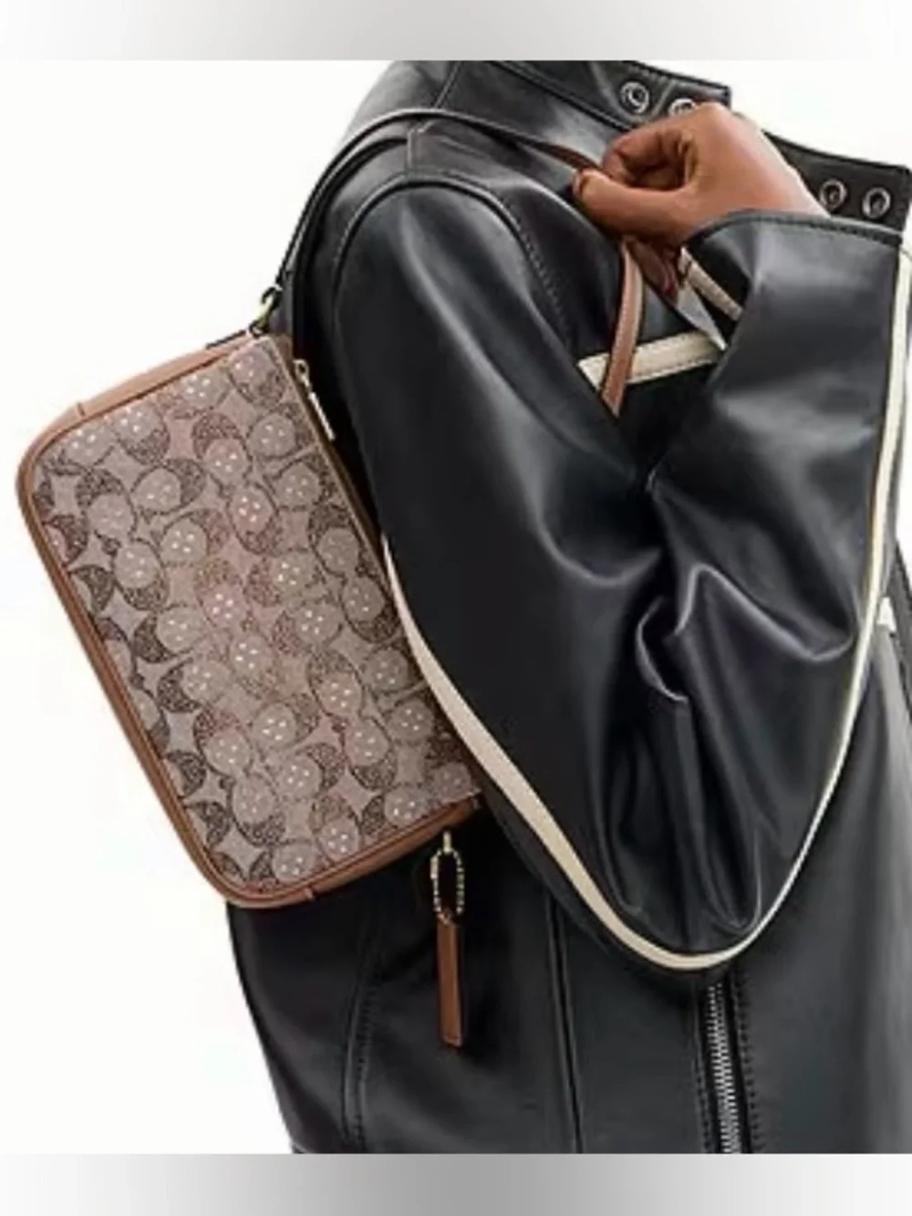 Crystal Signature Jacquard Plaza Shoulder Bag